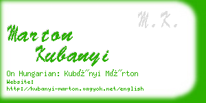 marton kubanyi business card